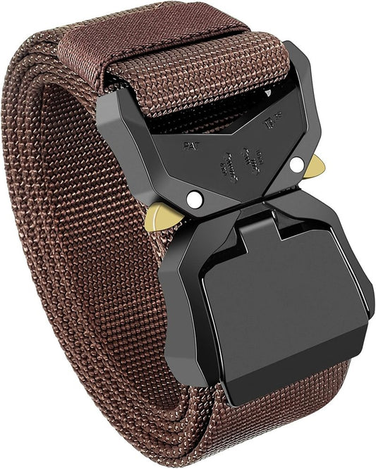 Tactical Belt for Men - 1.5" Military Rigger Nylon Web Work Belt | Heavy Duty Buckle (Coffee, 36-42)