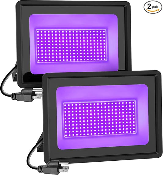 Black Lights HWay 200W LED Black Purple Lights Flood Light with Plug(6ft Cable) for Blacklight Party, Stage Lighting, Aquarium, Body Paint, Fluorescent Poster, Neon Glow in The Dark Night