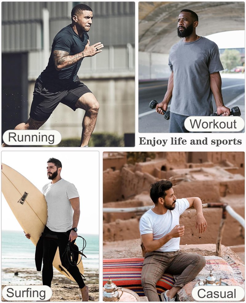 PLUMZJOY Workout Shirts for Men Short Sleeve T Shirts Moisture Wicking UPF 50 Sun Protection T-Shirt Running Workout Shirts Quick Dry Top Tee Black L