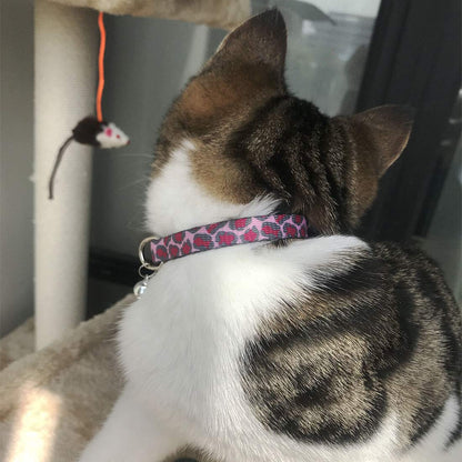 azuza 4 Pack Halloween Kitten Collar Breakaway,Quick Release Safe Buckle Adjustable Kitten Collars, Skull Crossbones, Crossbones, Pink Leopard and Blue Leopard