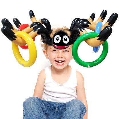 15 Pcs Inflatable Spider Ring Toss Game for Kids Halloween Inflatable Toss Game Party Toys Halloween Games School Carnival Party Supplies Indoor Outdoor Game for Kids Family (3 Spider, 12 Rings)