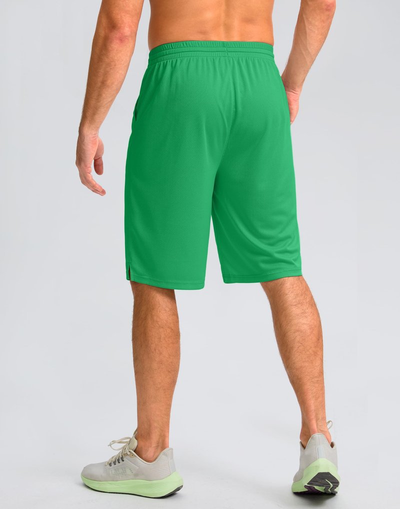 G Gradual Men's Athletic Shorts with Pockets 9" / 11" Long Basketball Shorts Lightweight Quick Dry Gym Workout Shorts for Men(Green,M)