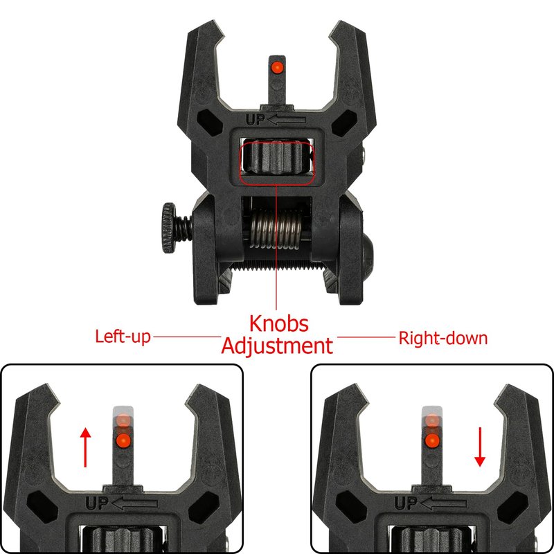 Aecktech Fiber Optic Sights,with Green and Red Full Fiber Optics Dots Polymer Fiber Optics Sights Front and Rear Backup Sights (Big Front Red Rear Green Black)