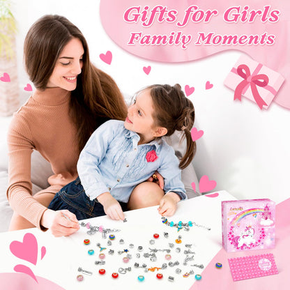 Lenski Gifts for Teenage Girls Birthday Presents, Bracelet Making Kit, Stocking Fillers Kids, Jewellery Making Kit, Unicorn Gifts for Girls Gifts for 5-13 Year Old, Arts and Crafts for Kids