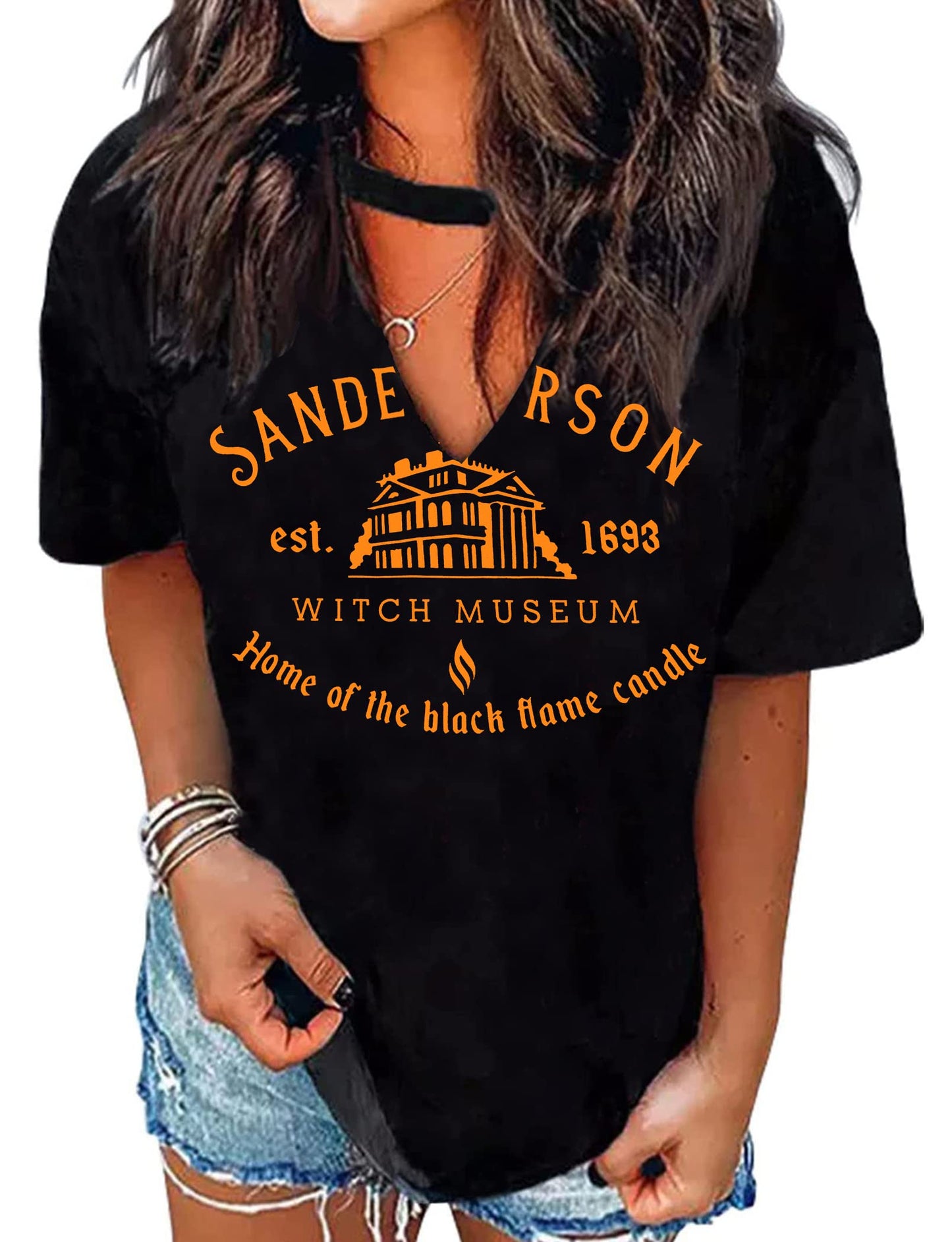 MAIHUN Halloween Shirt for Women Hocus Pocus Shirts Sanderson Sisters Scary Movies T Shirt Horror Squad Tee Tops