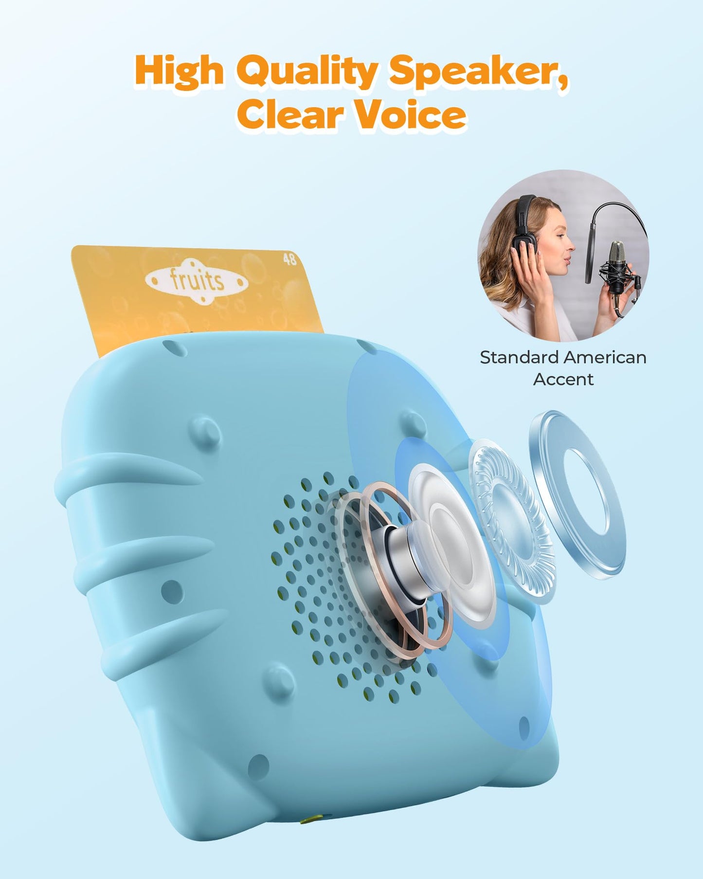 Airbition Talking Flash Cards for Toddlers 1 2 3 4 Year Olds, Montessori Language Learning with 224 Words, Pocket Speech Therapy and Autism Playthings, Children's Sensory Educational Device