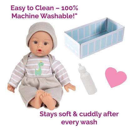 Adora Sweet Baby - 11” Soft & Cuddly Baby Doll, Realistic Features, Gentle Scent, Machine Washable, Lightweight & Easy to Hold | Adorable Playmate (Boy Dino)