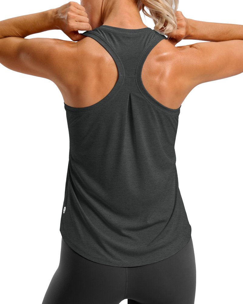 G Gradual Women's Workout Tank Tops Racerback Athletic Yoga Tops Loose Fit Sleeveless Running Gym Sports Shirts for WomenCharcoal,XL
