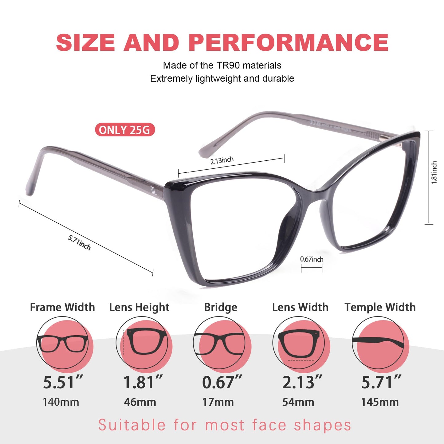 JFXQDR Women's Blue Light Blocking Glasses, Trendy Cat Eye Computer Gaming Glasses Anti Eyestrain & UV Glare RF6204 (Black Cateye Frame)