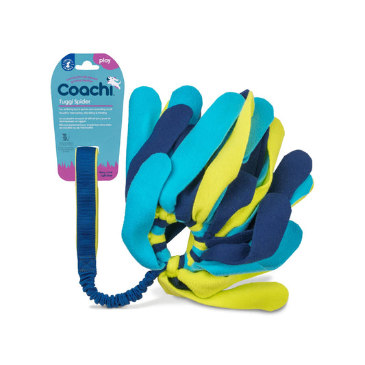 Coachi Tuggi Spider - Interactive Dog Toy for Tug of War & Play. Strong & Comfortable, Stretchy Bungee Handle, Reward Training, Interrupting Biting & Chewing. Ideal for Agility & Suitable for Puppies