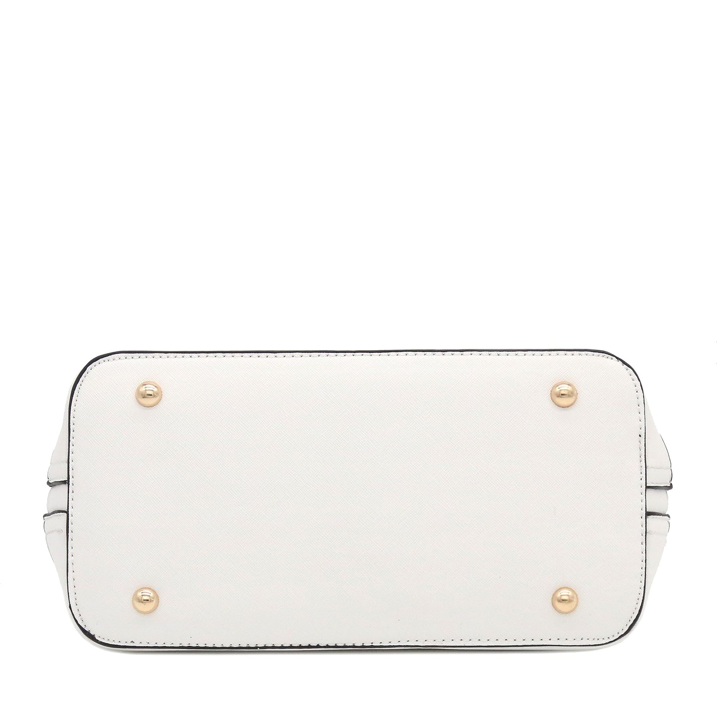 FashionPuzzle Zip-Around Saffiano Classic Dome Satchel, White, One Size
