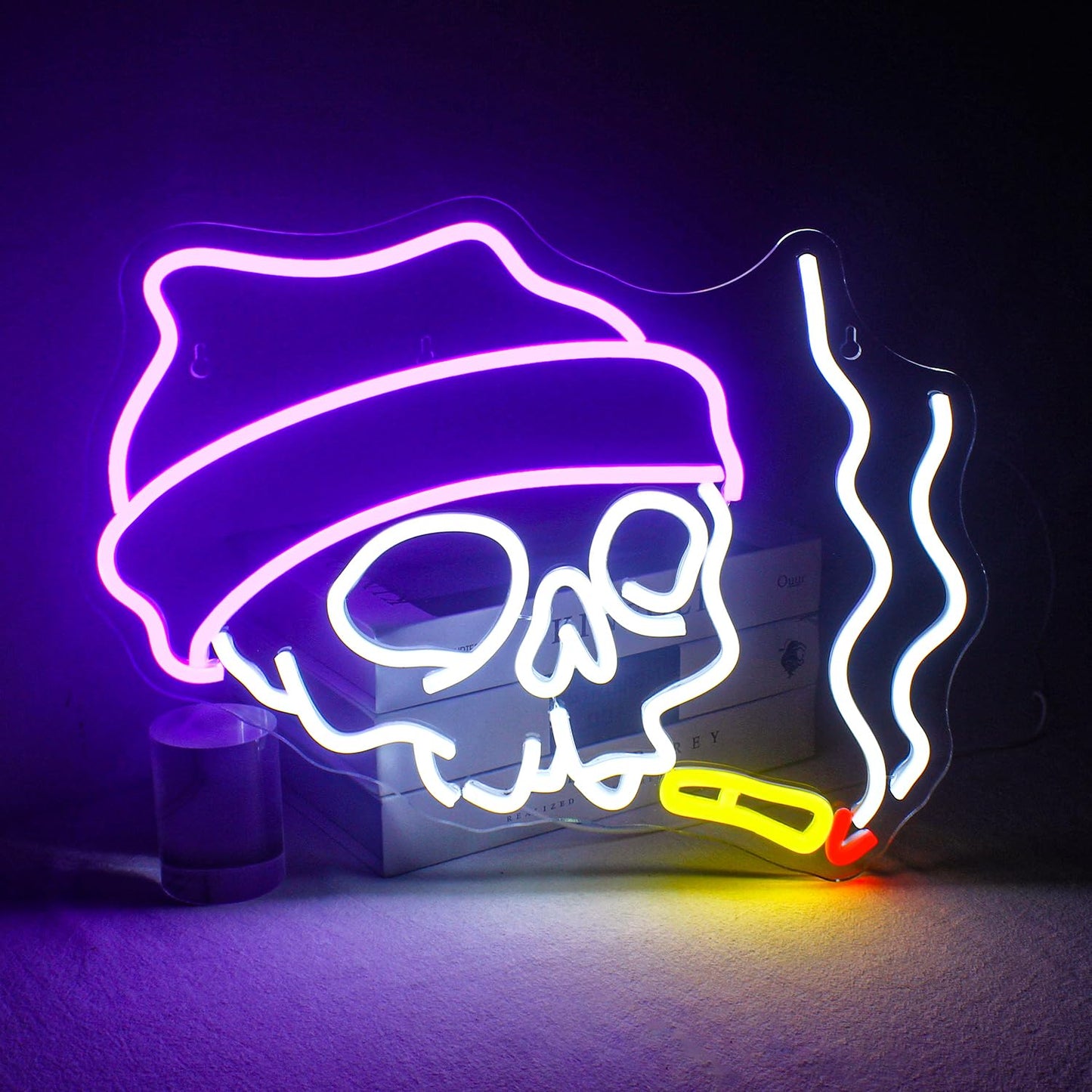 Lucunstar Skull Neon Sign - Adjustable Brightness LED Halloween Decor for Wall, Bedroom, Home, Party Light