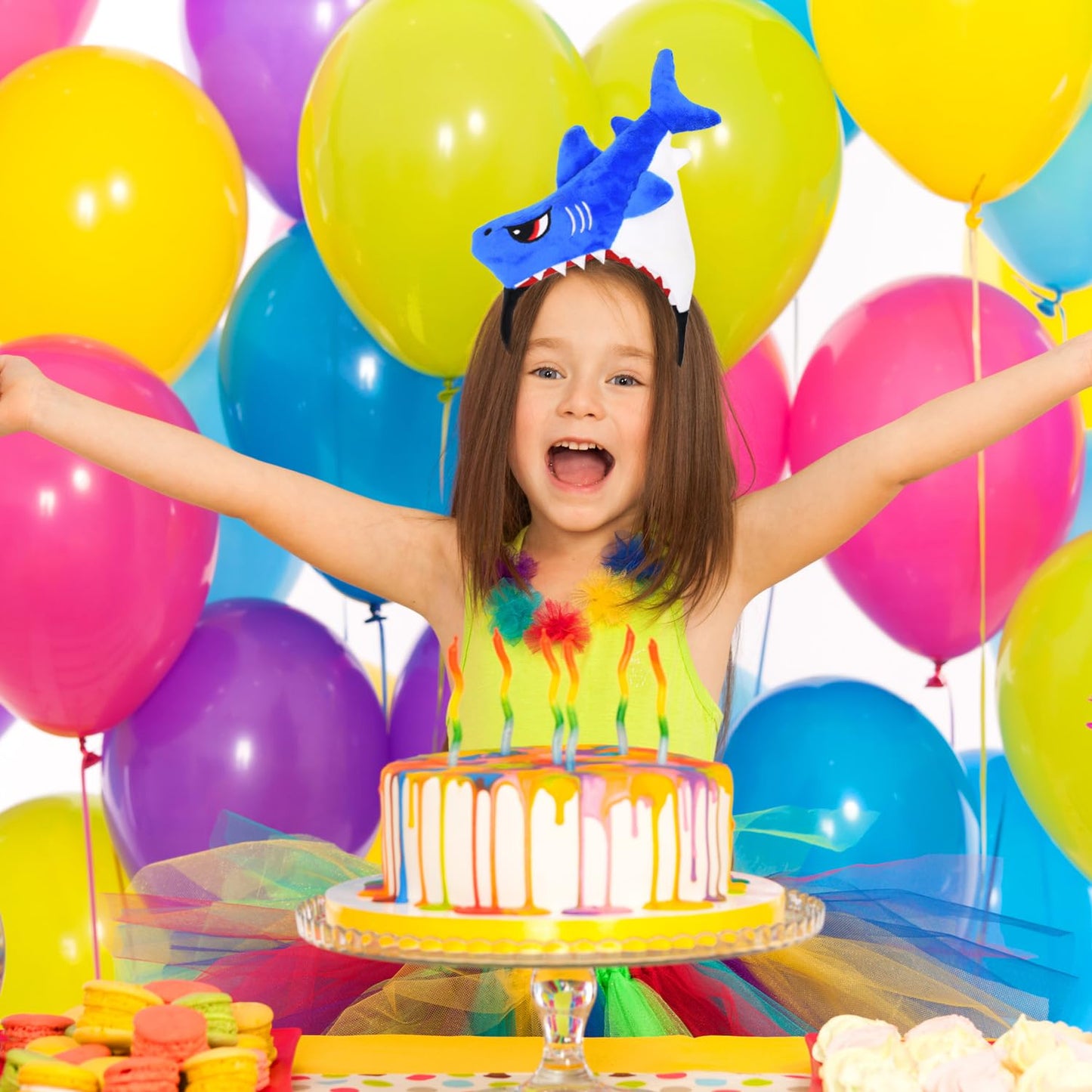 HODRME Plush Blue Shark Headband-Halloween Christmas Festival Theme Party Animal Cosplay Costume Headbands