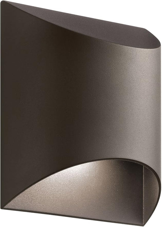 Kichler Wesley 7.5” LED Outdoor Wall Sconce in Textured Architectural Bronze, 1-Light Modern Outdoor Lighting Fixture, 49278AZTLED
