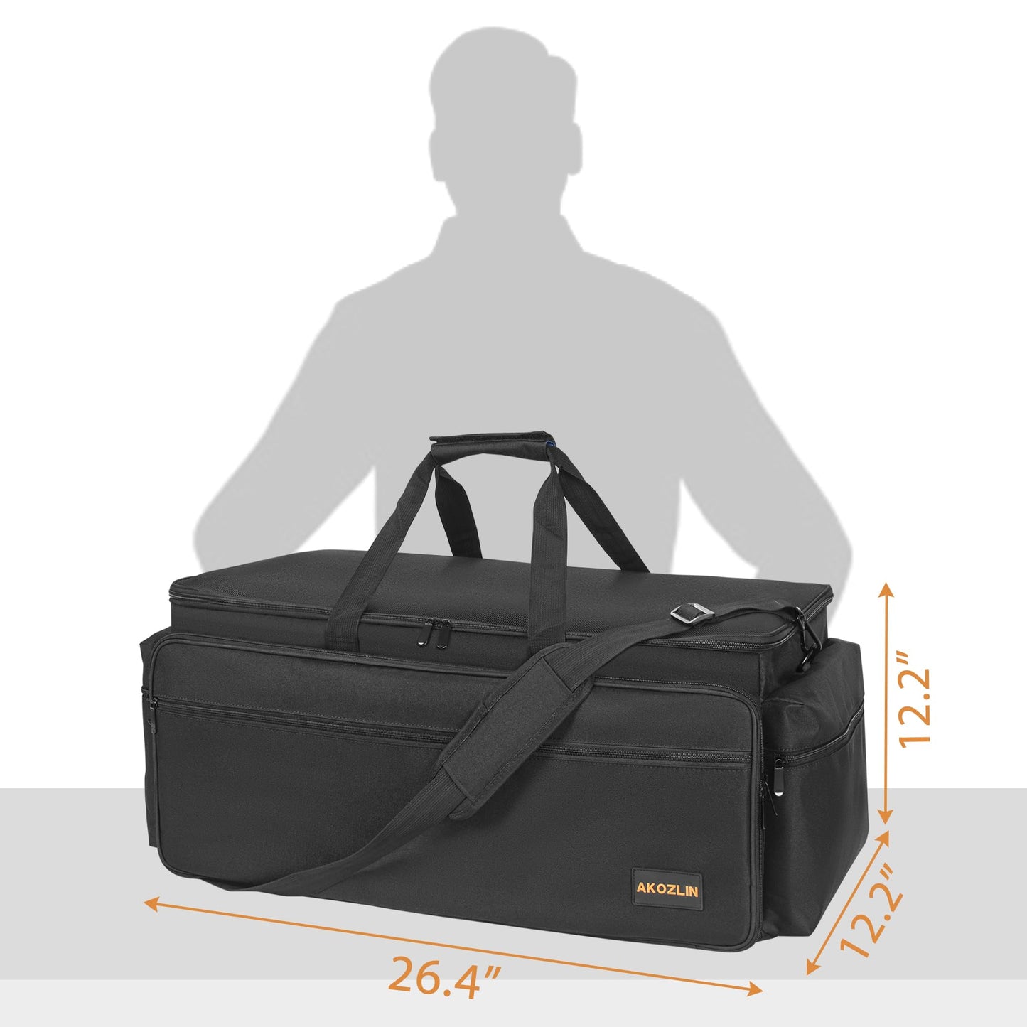 AKOZLIN Cable File Bag with Detachable Dividers, DJ Gig Bag Cord Organizer Case for Laptop,DJ Gear, Sound Instrument and Music Equipment Accessories Black Orange