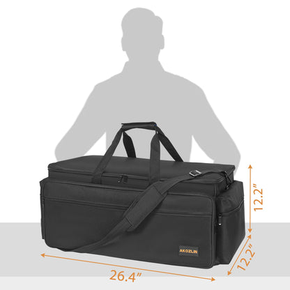 AKOZLIN Cable File Bag with Detachable Dividers, DJ Gig Bag Cord Organizer Case for Laptop,DJ Gear, Sound Instrument and Music Equipment Accessories Black Orange