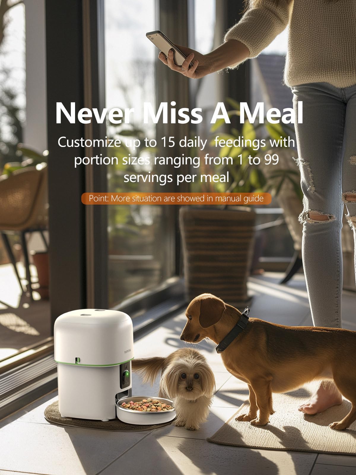 Automatic Cat Feeder with Camera - 5G WiFi Auto Cat Food Dispenser, 1080P HD Video with Night Vision, 1-15 Meals, 1-99 Portions, 2-Way Audio, Keeps Food Fresh, Timed Pet Feeder Also for Dogs