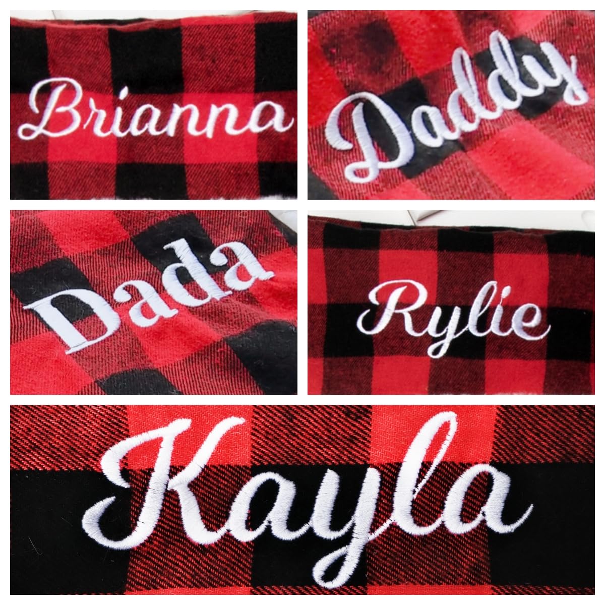 LUBOT Pack Personalized Christmas Stocking(20inch) Silhouette Buffalo Red Plaid/Rustic/Farmhouse/Country Fireplace Hanging Xmas Stockings Decorations for Family Holiday Season