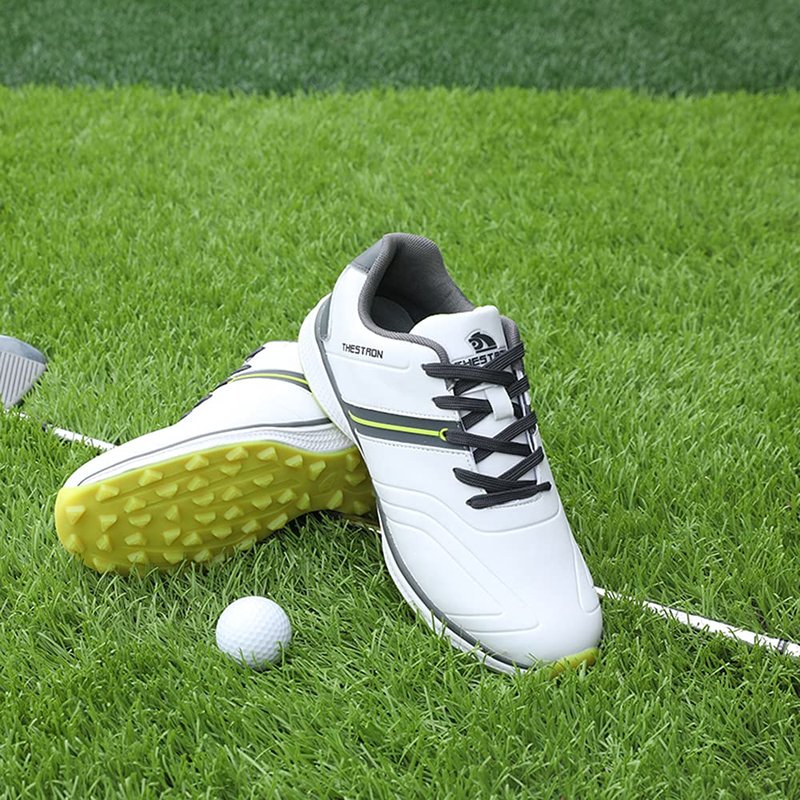 Waterproof Golf Shoes Men Professional Golf Sneakers Spikless Light Weight Walking Footwears Outdoor Male Walking Shoes (10.5,White)