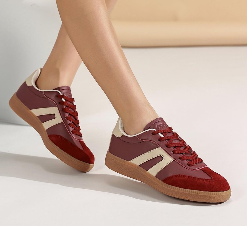 Women's Retro Gum Sole Fashion Sneakers-Lace Detail Casual Retro Walking Shoes-Gum Sole Casual Tennis-Anti Slip Trainers
