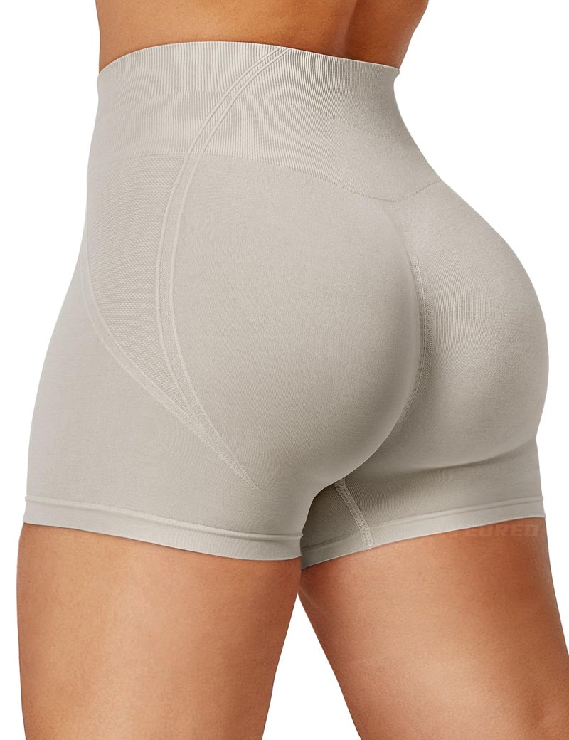 YEOREO Seamless Scrunch Workout Shorts for Women High Waisted Butt Lifting Gym Yoga Biker Shorts Light Gray M