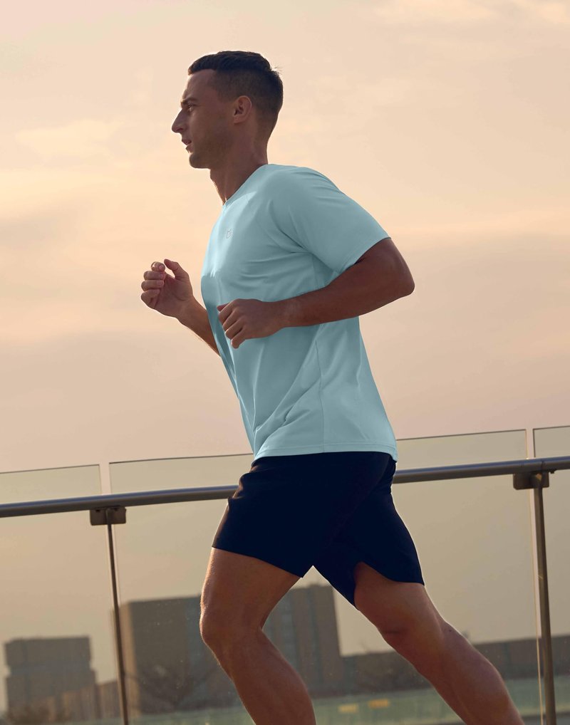 G Gradual Men's Athletic Workout T-Shirts Moisture Wicking Cooling Running Shirts Short Sleeve Performance Tee for Gym Tennis(Light Blue,4XL)