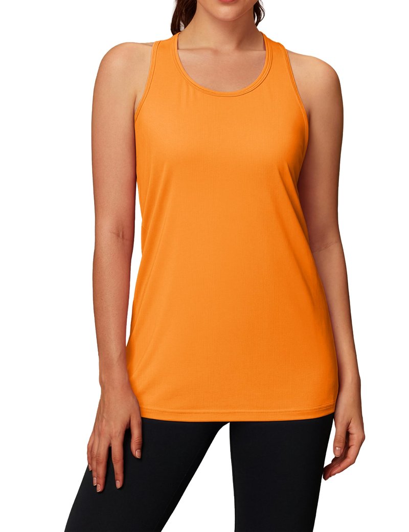 MAGCOMSEN 2 Pack Exercise Tank Tops for Women Moisture Wicking Shirts Razor Back Tanks Yoga Workout Top Gray+Orange M