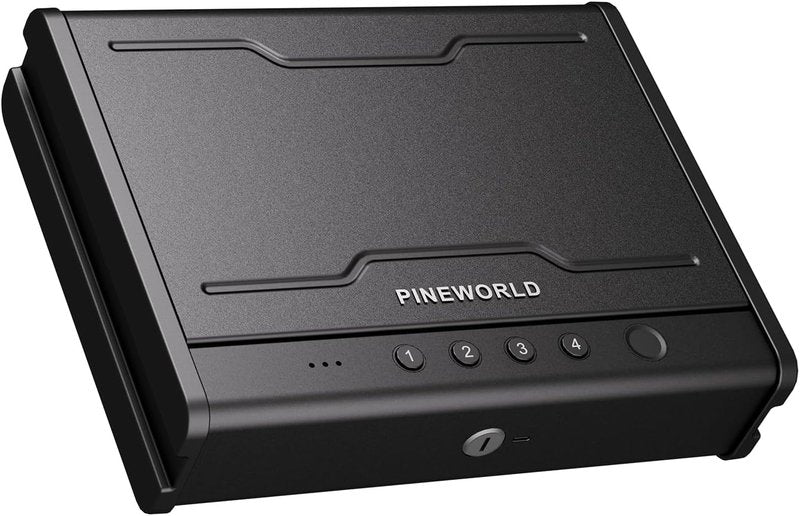 Biometric Gun Safe for Handgun - Quick Access Pistol Safe with Fingerprint & Voice Navigation | Interior Light, Mute Mode, Steel Cable Included