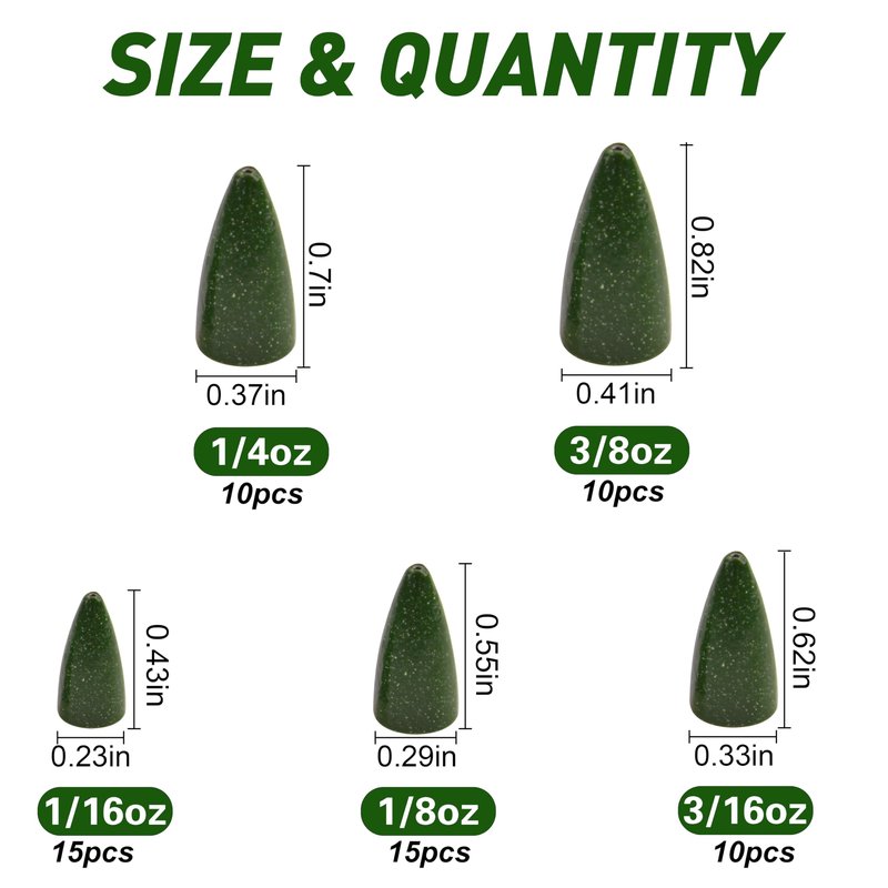 Bullet Fishing Sinkers Bass Fishing Weights Kit, 60pcs Worm Fishing Slip Weights Painted Pitching Flipping Weight Worm Weights for Bass Fishing Texas Rig Carolina Rig