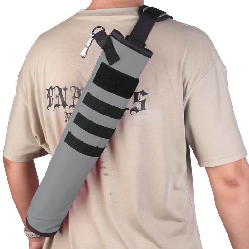 KRATARC Archery Lightweight Back Arrow Quiver Dual Use Foldable Compact Hip Arrows Bag with Molle System Hanged for Target Shooting (Grey, Hold 12~18 arrows