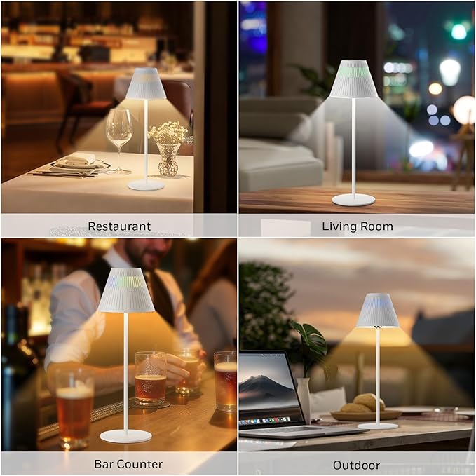 Honeywell Cordless Table Lamps Rechargeable Set of 2, M1 Sunturalux Portable LED Desk Lamp 5200mAh 4Color 9RGB Dimmable Bedside Lamps for Restaurant/Bedroom/Bars/Party/Camping Night Light