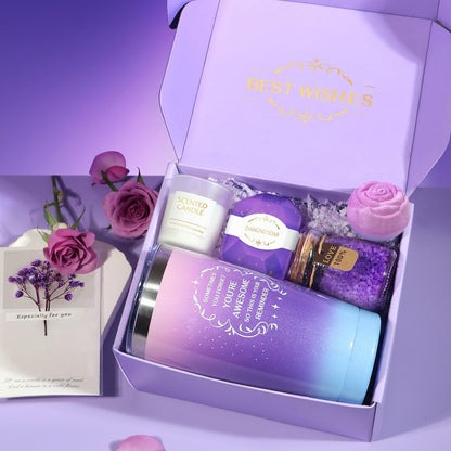 Christmas Gifts for Women, Birthday Gifts for Women, Christmas Gifts for Mom Spa Gifts for Wife, Girlfriend, Coworker, Grandma,Teacher Sister Christmas Gift, Gift Set Idea for Her-Purple Gift Basket