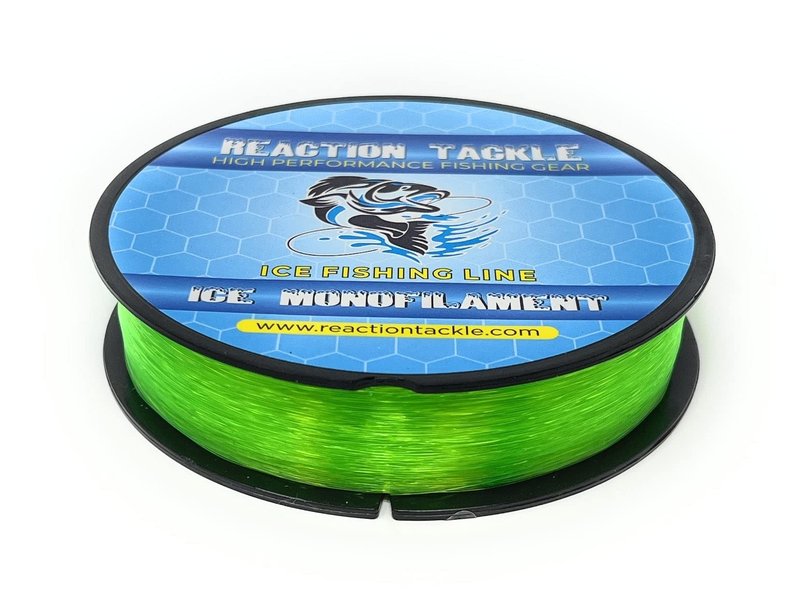 Reaction Tackle Ice Monofilament – Ice Fishing Mono Line, Tip-Up Line - Hi Vis Green - 6LB / 1000yds