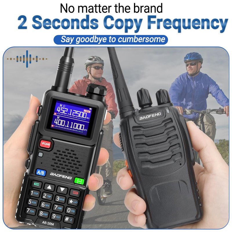 Ham Radio Baofeng Radio 5RM 10W Long Range Handheld AR-5RM Two Way Radio UV-5R NOAA Weather Receiver Rechargeable Walkie Talkies Longe Range DTMF Copy Frequency 999CH with Type C Charging(1 Pack)