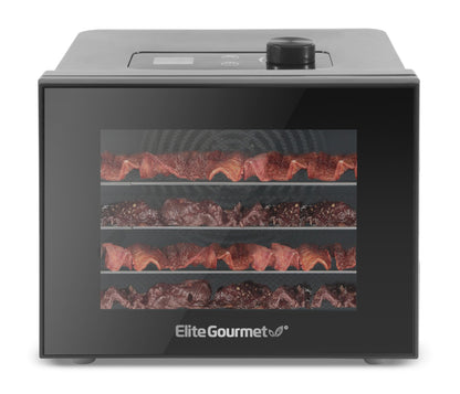 Elite Gourmet Food Dehydrator, Stainless Steel Trays Food Dehydrator, Adjustable Temperature Controls, Jerky Herbs Fruit Veggies Snacks