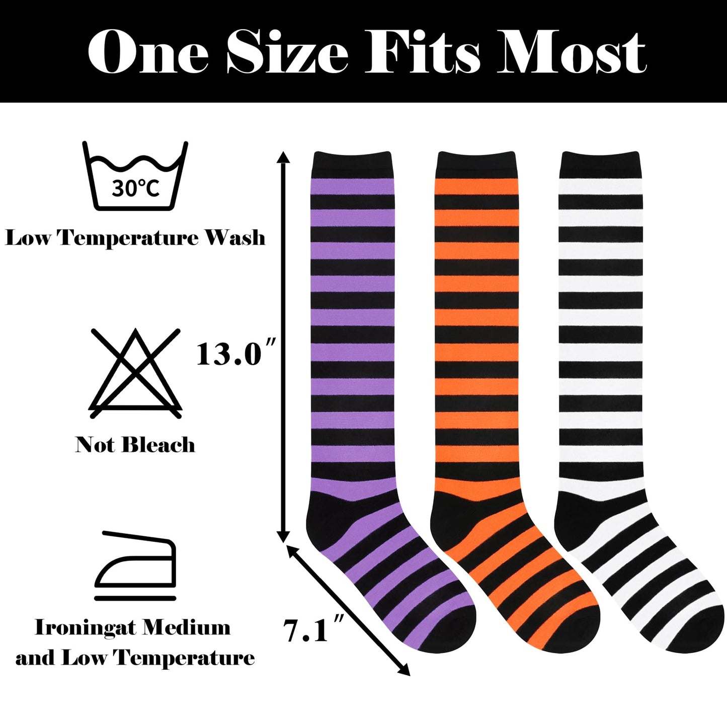Halloween Socks Woman Halloween Knee High Socks for Women Black and White Striped Socks Purple Striped Socks Witch Socks