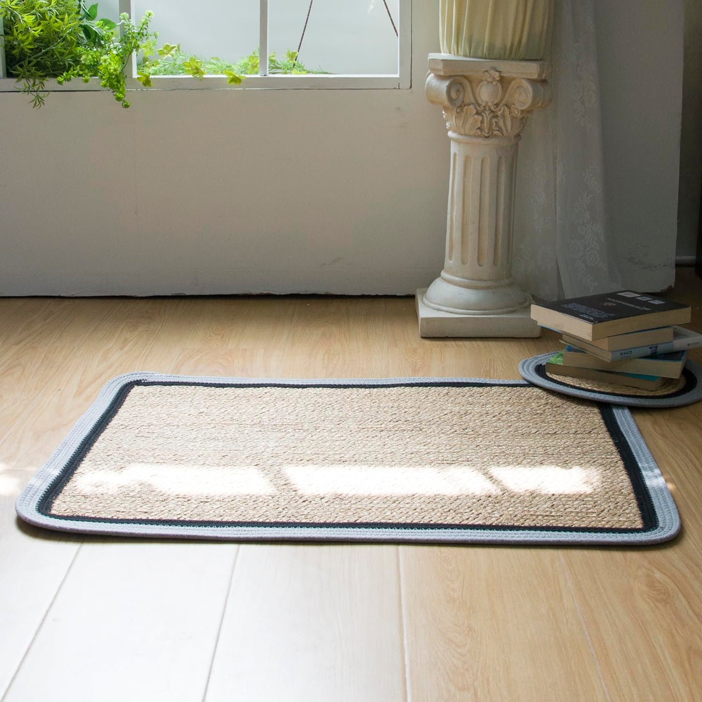 Furnnylane Handwoven Braided Rug, 2x3 Ft Rectangle Reversible Area Rug, Pet-Friendly Durable Natural Fiber Carpet for Living Room, Dining Room, Bedroom, Entryway