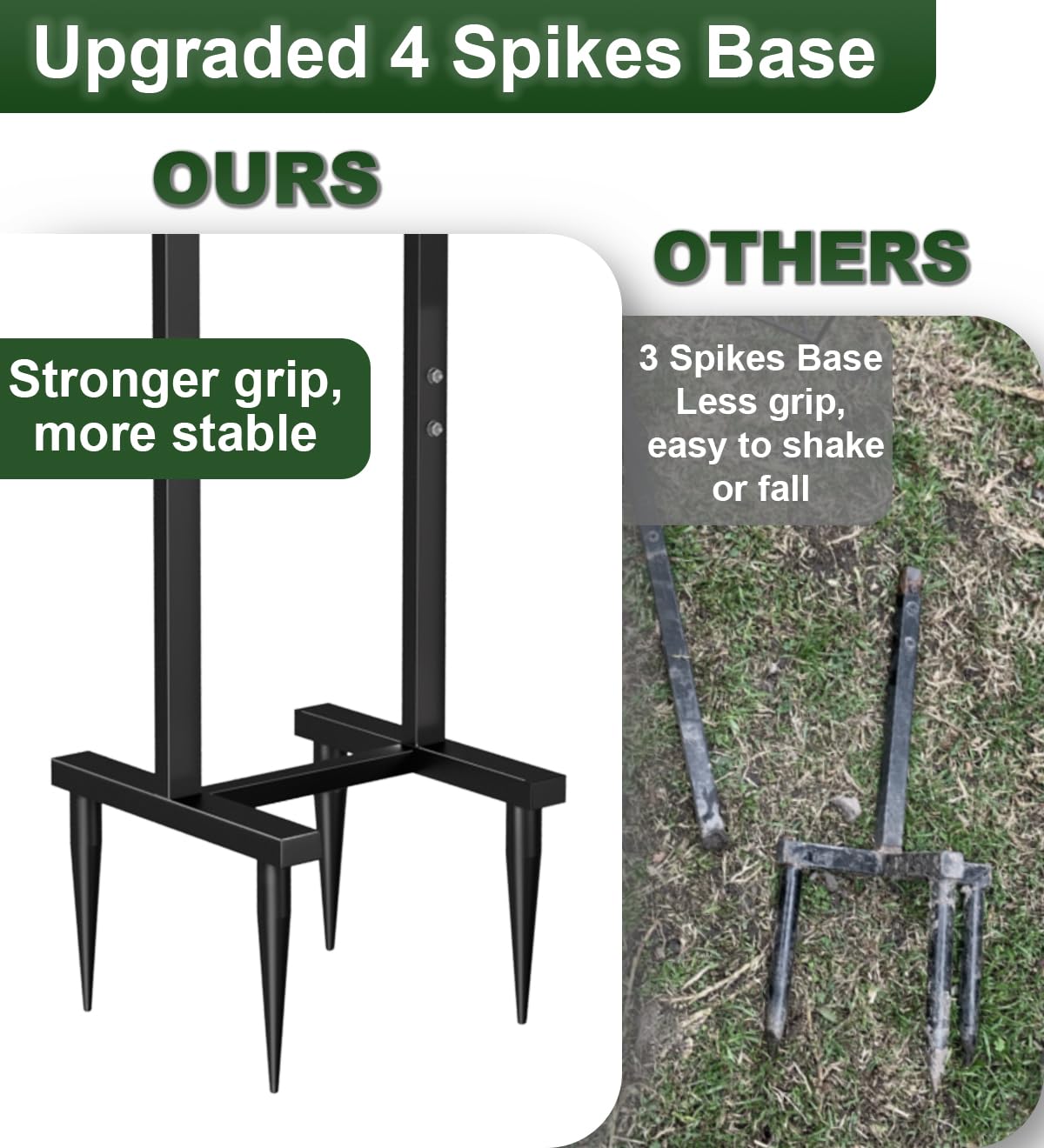 Garbuildman Garden Hose Holder With 4 Spikes, Freestanding Metal Hose Reel for Outside Garden, Detachable Water Hose Hanger Organizer for Yard Lawn, Shiny Black