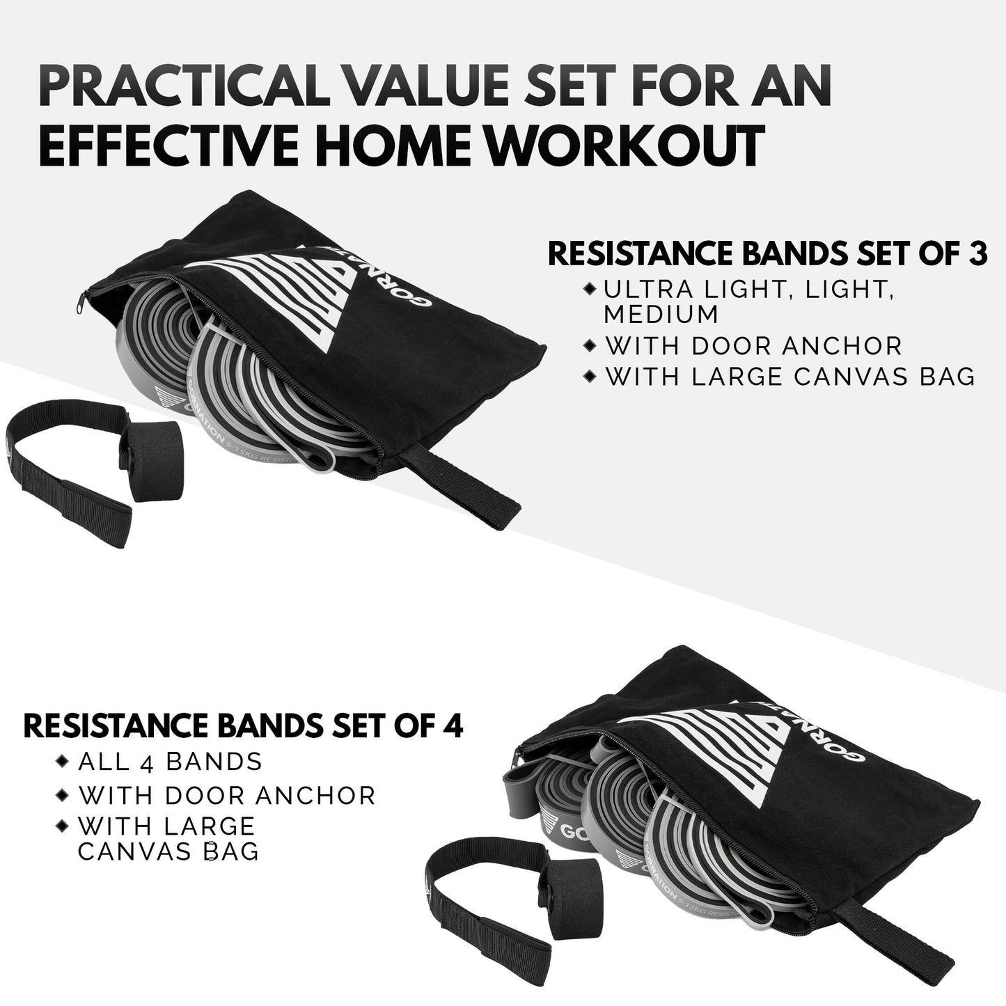 GORNATION Resistance Bands, Elastic Bands, Exersice Band, Pull Up Bands, Gymnastics Equipment for Home Workouts, Equipment for Fitness, Calisthenics & Gym, Resistance Bands Single & Set (Door Anchor)