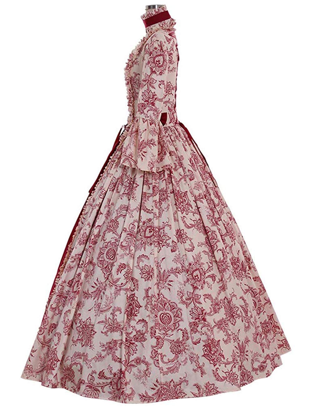 1791's lady Women's Victorian Rococo Dress Temperament Palace Evening Dress Inspiration Maiden Horn Sleeve Costume NQ0032W (Female S) Red