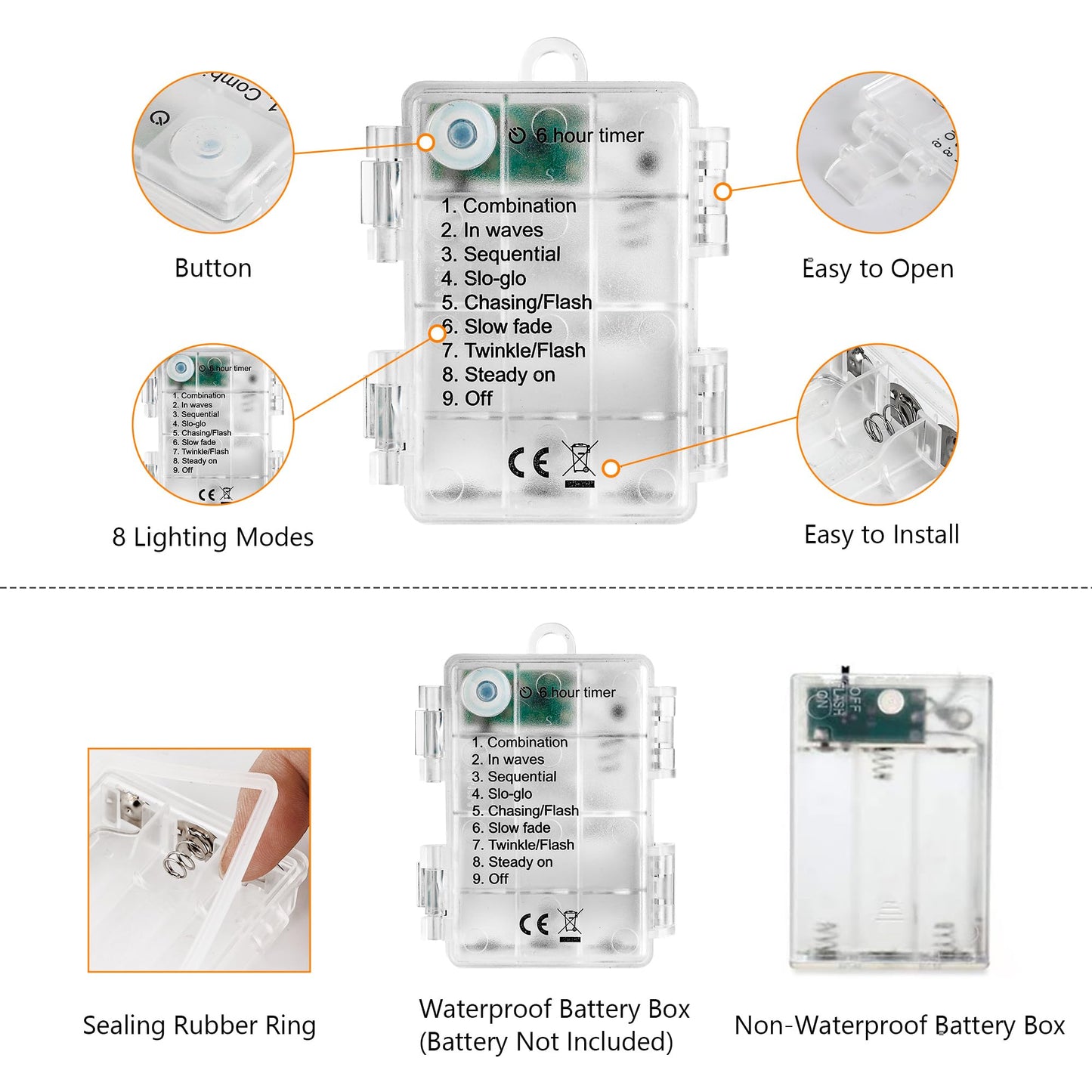 Joomer Orange Purple Halloween Fairy Lights, 2-Pack 16.4FT 50LED Battery String Lights, 8 Modes with Timer Function, Waterproof Twinkle String Light for Indoor Outdoor Halloween Decoration