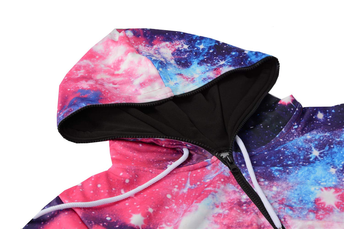 Nawoshow Womens Zip-up 3D Pattern Long Sleeve Playsuit Jumpsuit Onesie (Galaxy, L/XL)