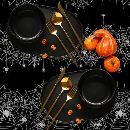 Halloween Tablecloth,2 Pack Disposable Plastic Tablecloth 54"x108" Halloween Decorations,Black Table Cloth for Birthday Decors,Spider Web Table Cover,Party Supplies for Indoor or Outside,Home,Dinner