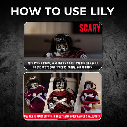 Lily: Host a Ghost – 13" Creepy Haunted Doll for Protection from Ghosts. Lizzie Borden House Scary Doll for Halloween and True Crime Collectors