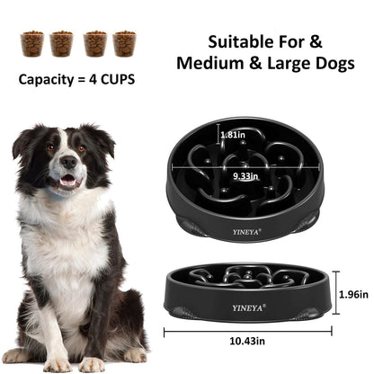 YINEYA 4 Cups Slow Feeder Dog Bowls Large Breed, Anti-Choking Pet Supplies, Maze Dog Food Bowl, Puzzle Feeder That Slow Down Eating