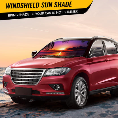 Car Windshield Sun Shade - Reflector Sunshade Offers Ultimate Protection for Car Interior, Cool Reflective Sun Blocker Fits Small Sedans, Mini SUVs