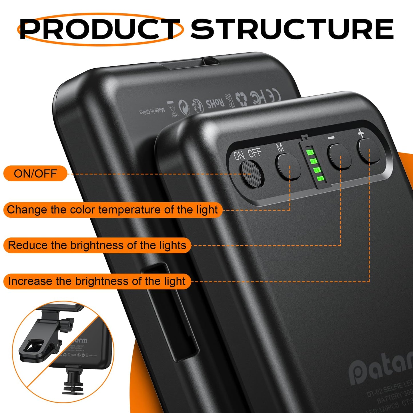 Rechargeable Soft Selfie Light for Phone, Camera, Laptop, 3000mAh Portable LED Light for Pictures, Phone Light Clip for Selfie, Vlog, TikTok, Makeup, Video Conference