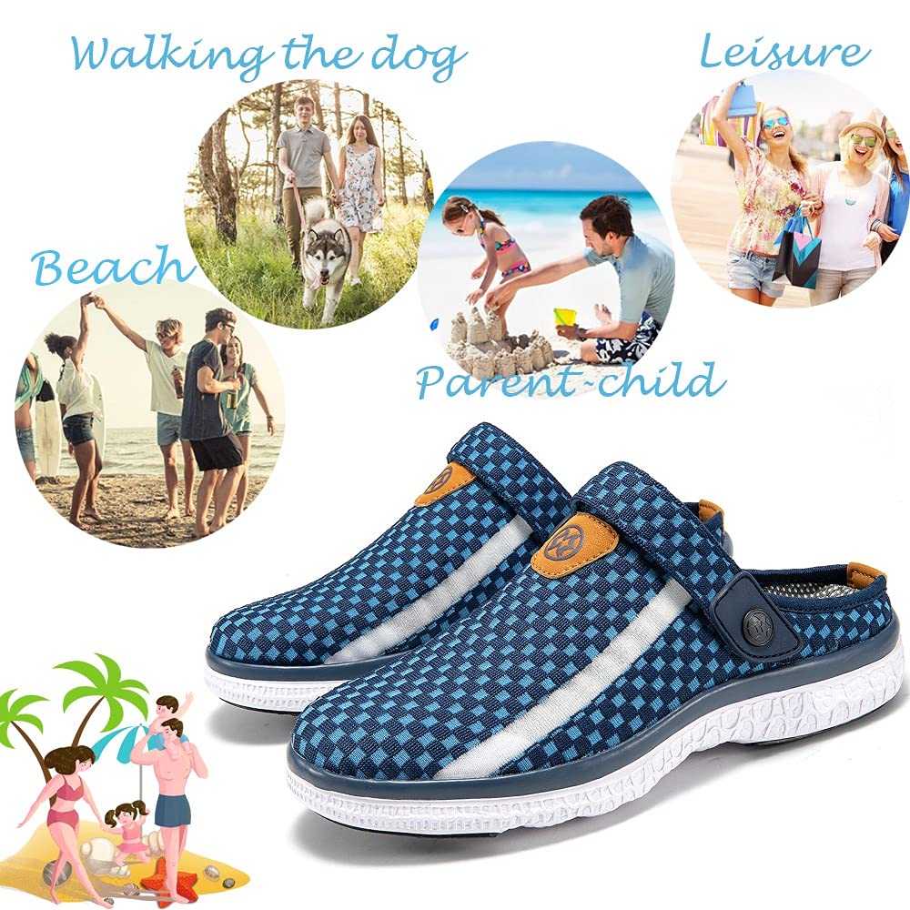 Men Women Garden Clogs Slippers Breathable Summer Slip On Beach Sandals Slipper Shoes Size Dark-Blue UK 10.5=45