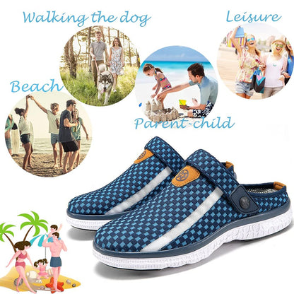 Men Women Garden Clogs Slippers Breathable Summer Slip On Beach Sandals Slipper Shoes Size Dark-Blue UK 10.5=45