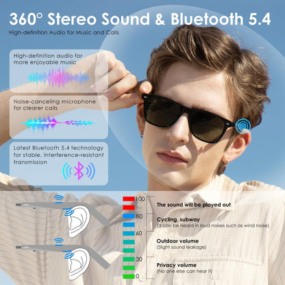 GetD AI Glasses for Men & Women, Smart Glasses Powered by ChatGPT, AI Real-time Translation with 145 Languages, 11H Music Play, Bluetooth Glasses with Photochromic Lens for Daily Use, Travel